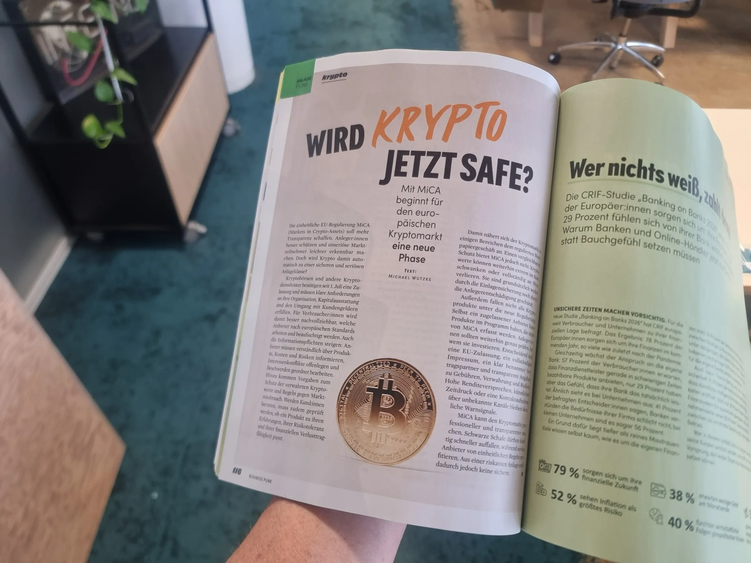 The article "Wird Krypto jetzt safe?" by Michael Wutzke on MiCA in the Anlage Punk section of Business Punk