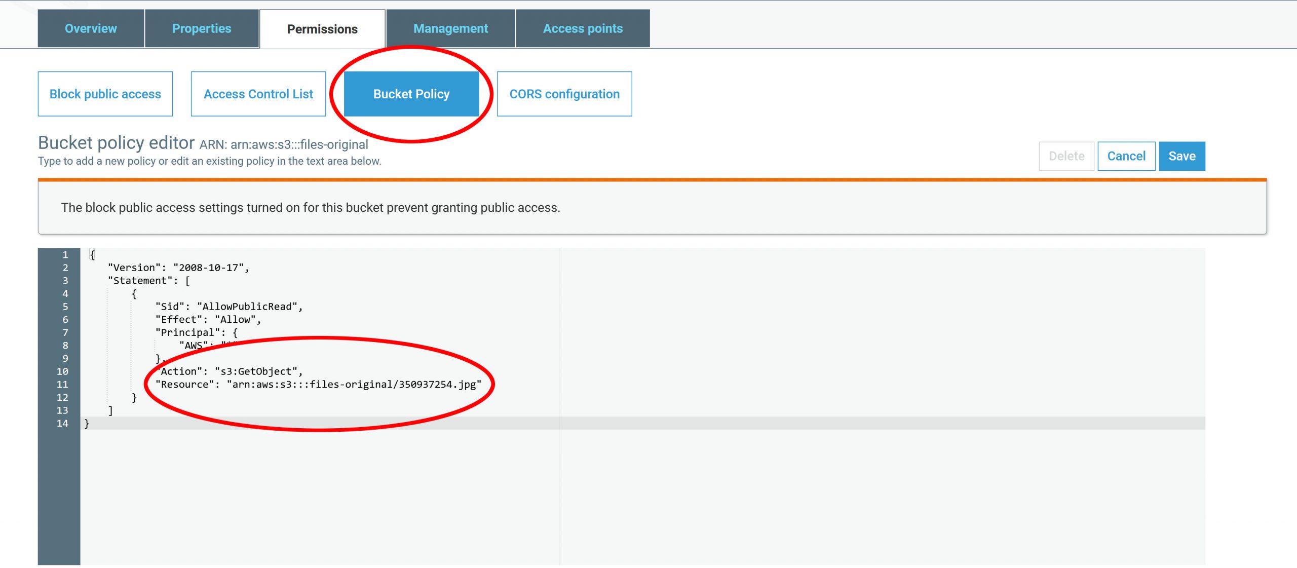 AWS S3 - how to set bucket policies