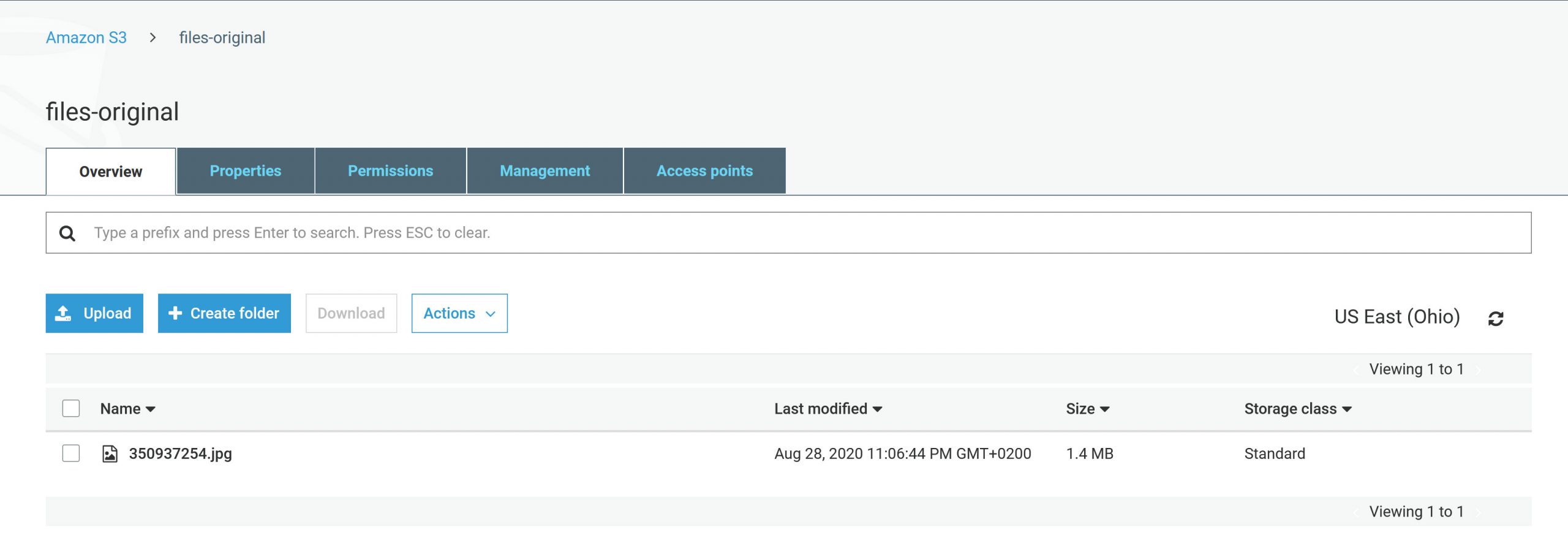 S3 file storage - a file is uploaded to the AWS file storing platform