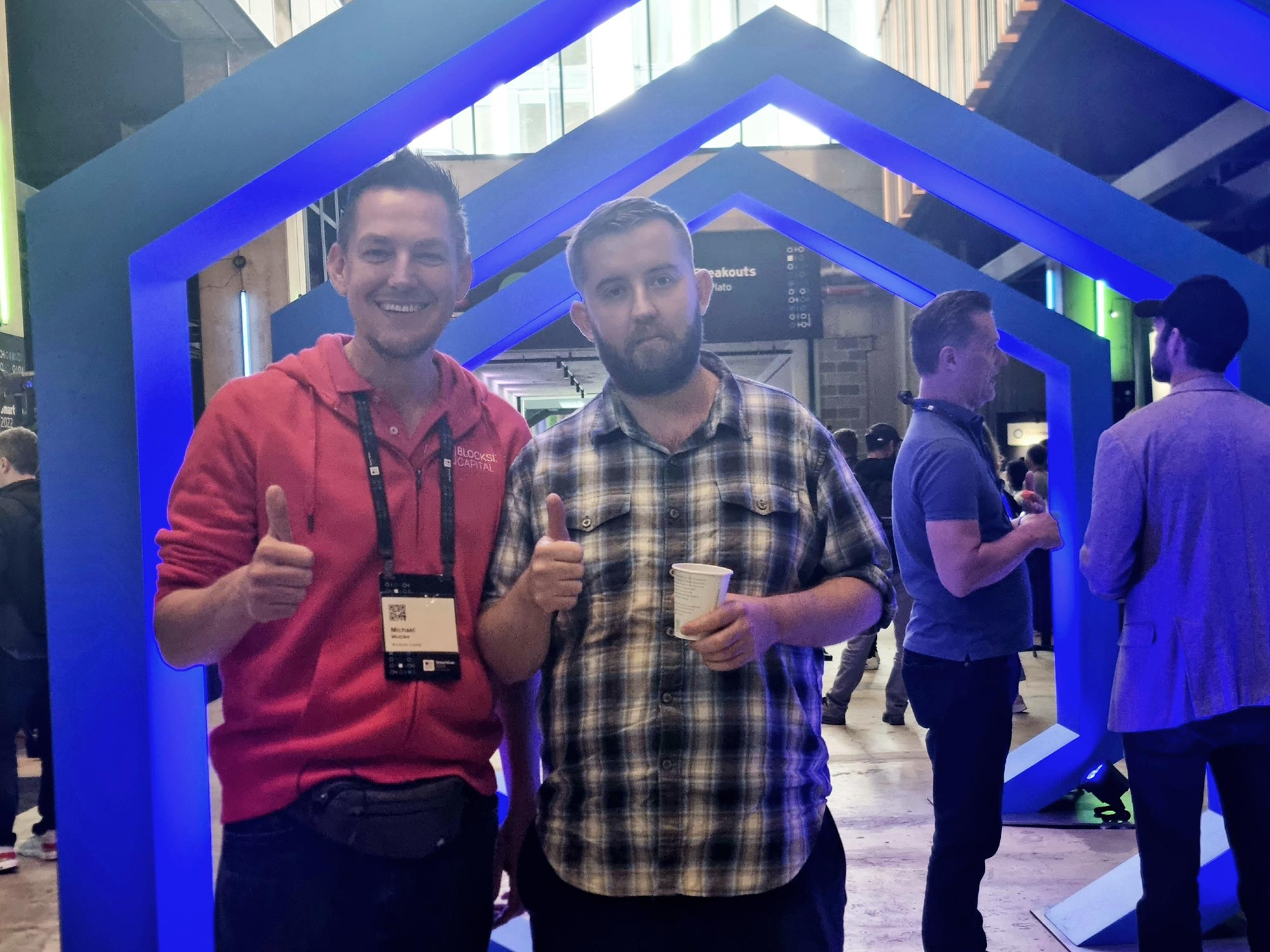 Michael Wutzke (Head of DeFi in NYC) and Sergey Nazarov (Chainlink Co-Founder)